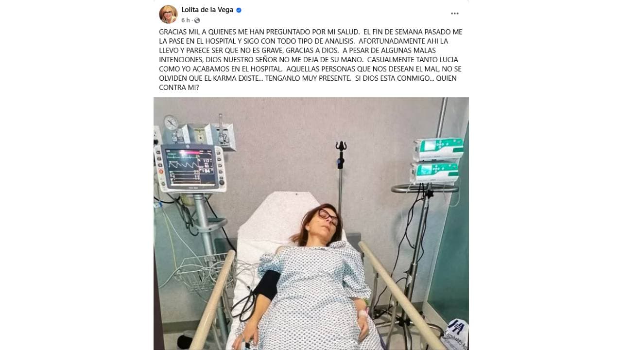 Lolita de la Vega fue hospitalizada de emergencia: así aparece