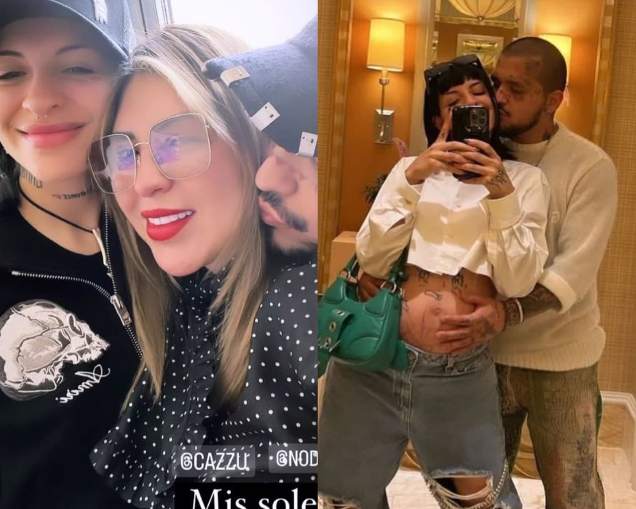 Cristina Nodal posa con su hijo y nuera, Christian Nodal y Cazzu.