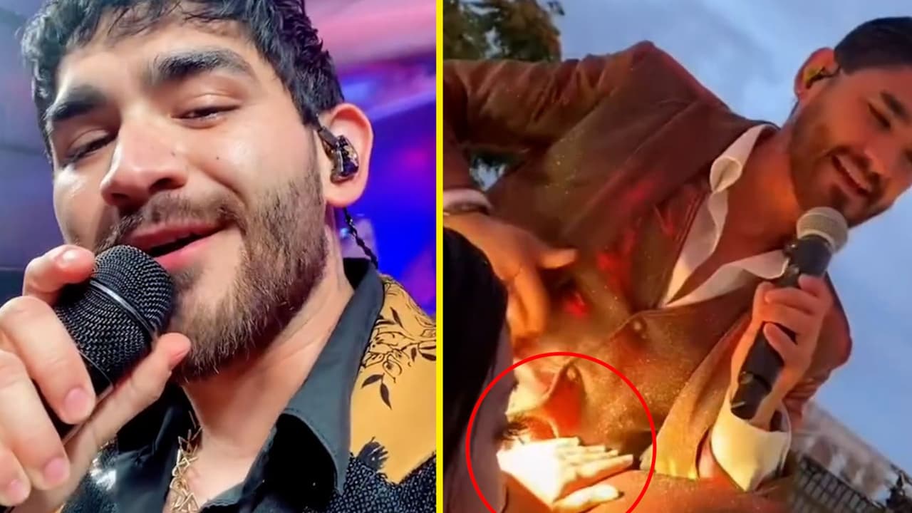 Vocalista de La Banda El Recodo es tocado indebidamente por mujer