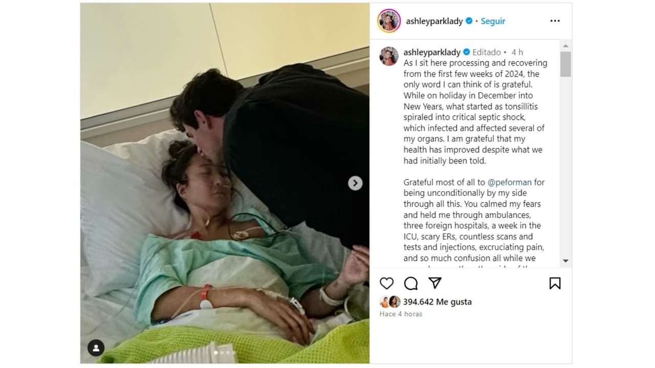 Ashley Park, estrella de 'Emily en París', mostró fotos de su hospitalización.