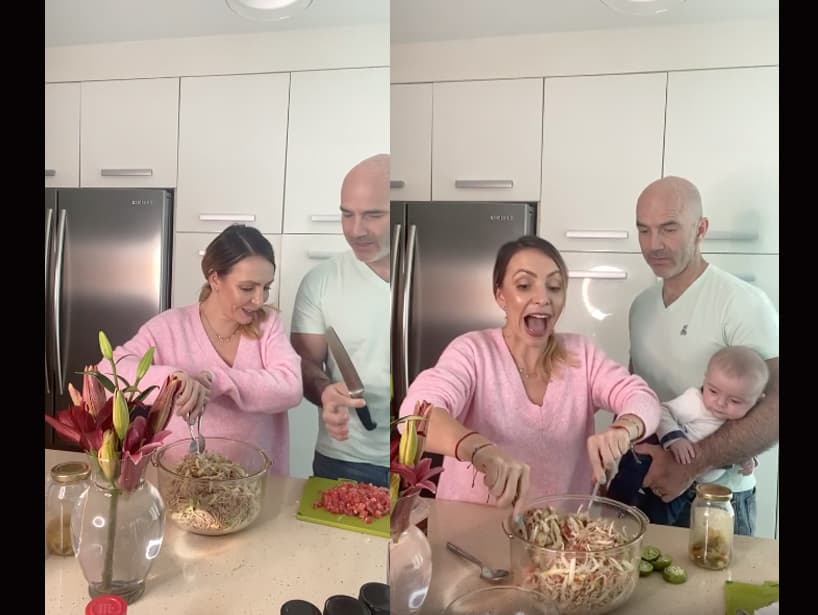 “Salpicón de res. Nuevamente les comparto una receta fácil, deliciosa y rápida de hacer para estos días que estamos en casa. Esta vez, Fran (su esposo) me ayudó. Nos quedó delicioso, ¡tienen que hacerlo!”, escribió Erika Zaba para acompañar su publicación en la que muestra su talento como cocinera.