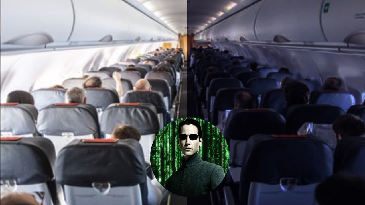 De un lado día y del otro noche: Hombre capta 'falla en la Matrix' durante un vuelo y le llueven burlas