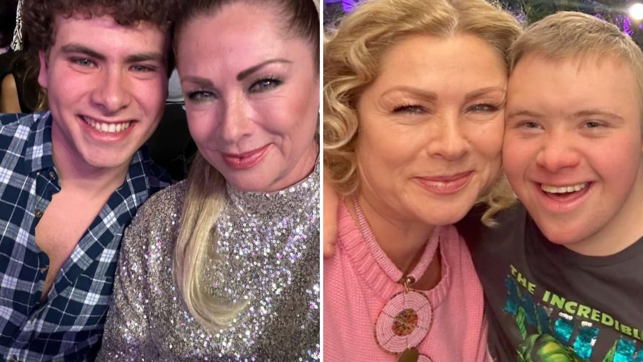 Lety Calderón y sus hijos Carlo y Luciano.