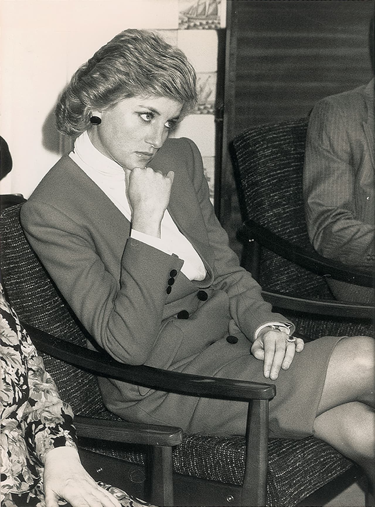 UNSPECIFIED LOCATION - FEBRUARY 1981: In this handout photo provided by RR Auction, an original 1988 news photo of Princess Diana observing a marriage conflict resolution seminar. The auction will begin January 17 and runs through January 24. (Photo courtesy of RR Auction via Getty Images)