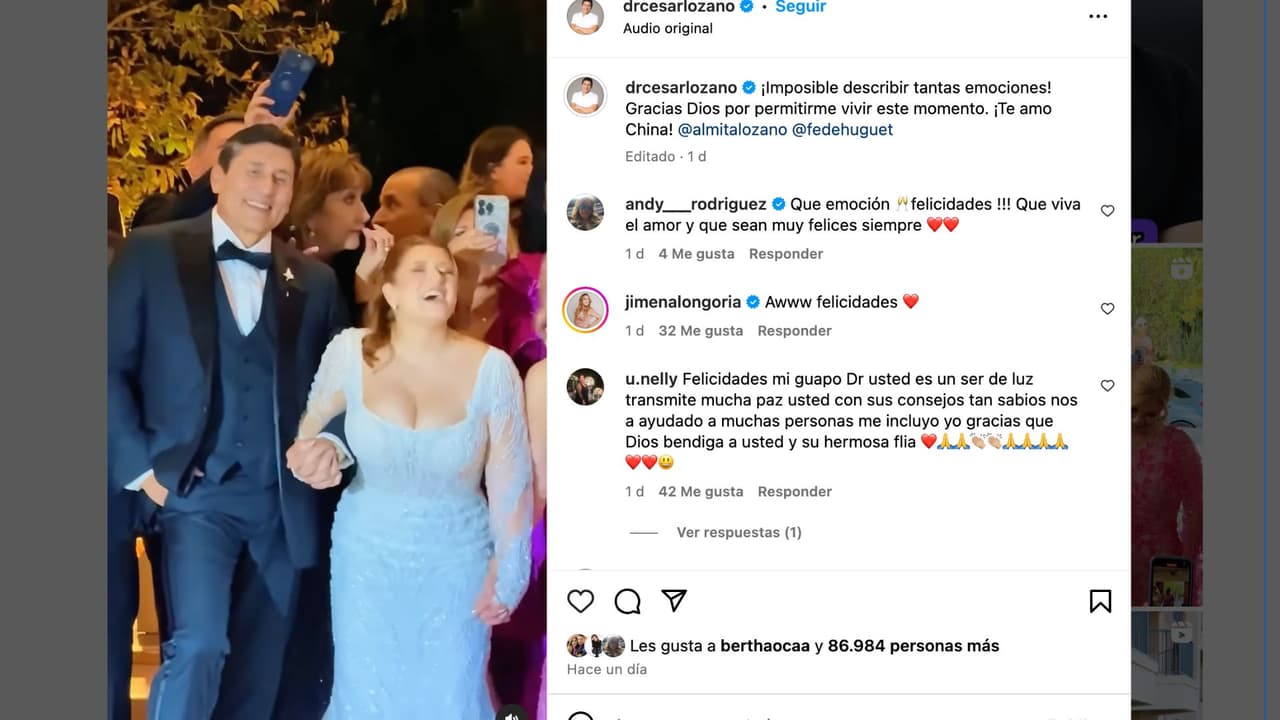 César Lozano presume la boda de su hija.