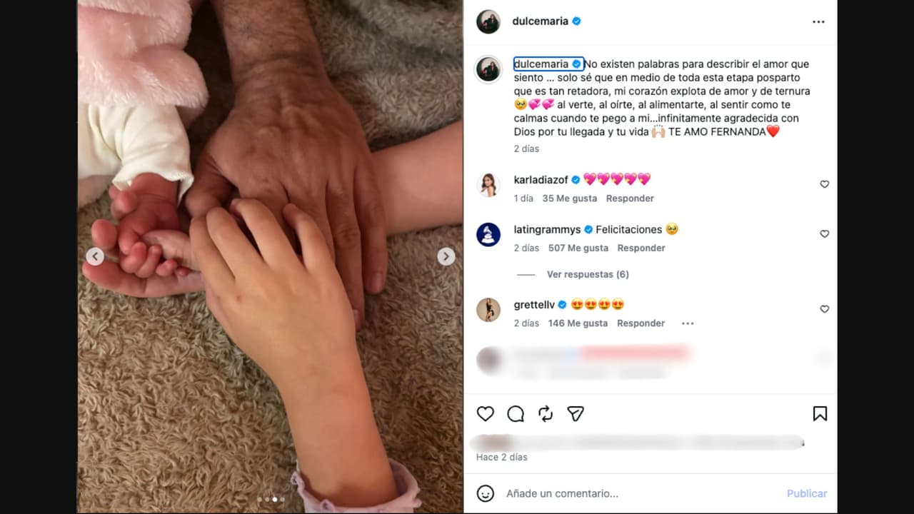 Dulce María comparte tiernas fotos de su bebé