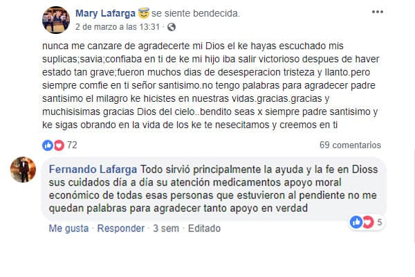 Estos fueron los mensajes de Fernando Lafarga y su madre respecto a su estado de salud
