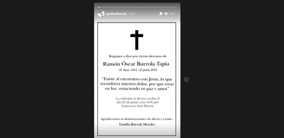 Paulina Burrola replicó varias de las esquelas con las que amigos y familiares se despidieron de su padre.