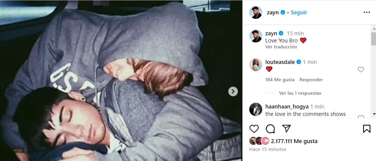 Captura Instagram Zayn Malik