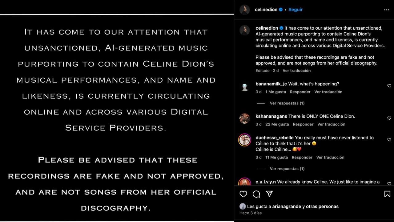 Céline Dion aseguró que esta nueva música no le pertenece