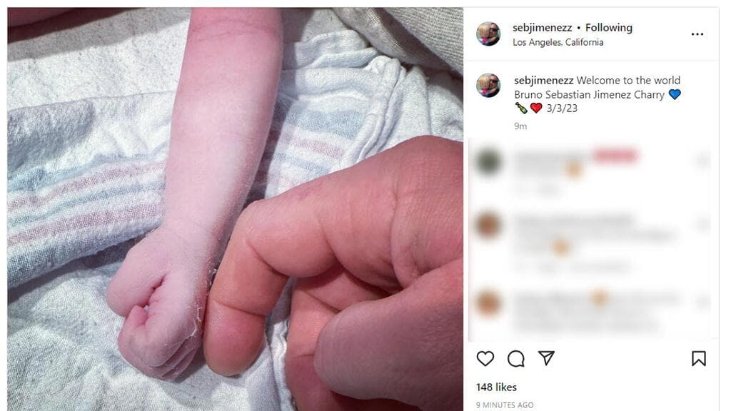 El hijo de Tanya Charry y Sebastián Jiménez nació en Los Ángeles.