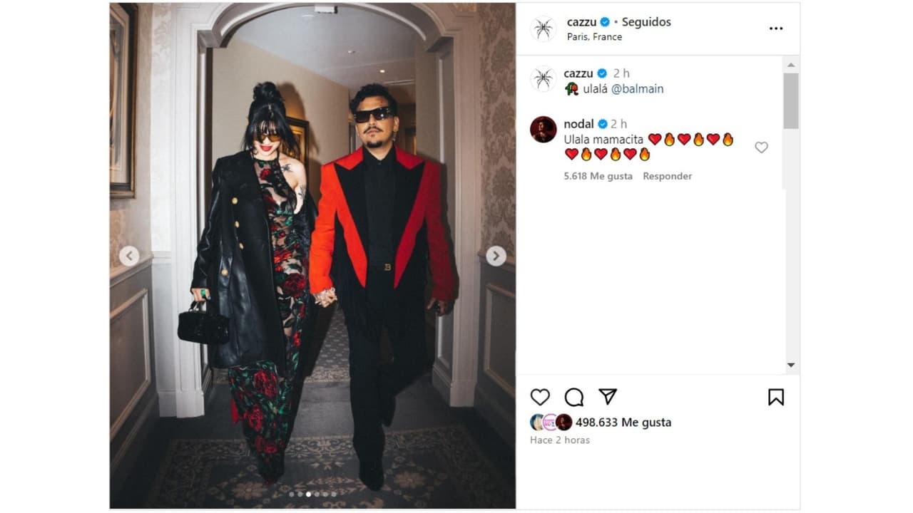 Cazzu se mostró al lado de Nodal desde París.