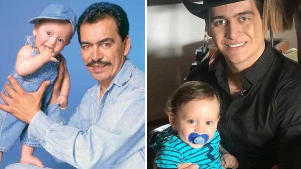 Julián Figueroa de bebé con su papá y con su hijo José Julián