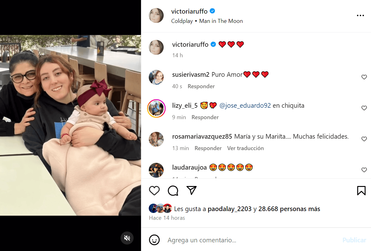 Victoria Ruffo se reencuentro con su nieta
