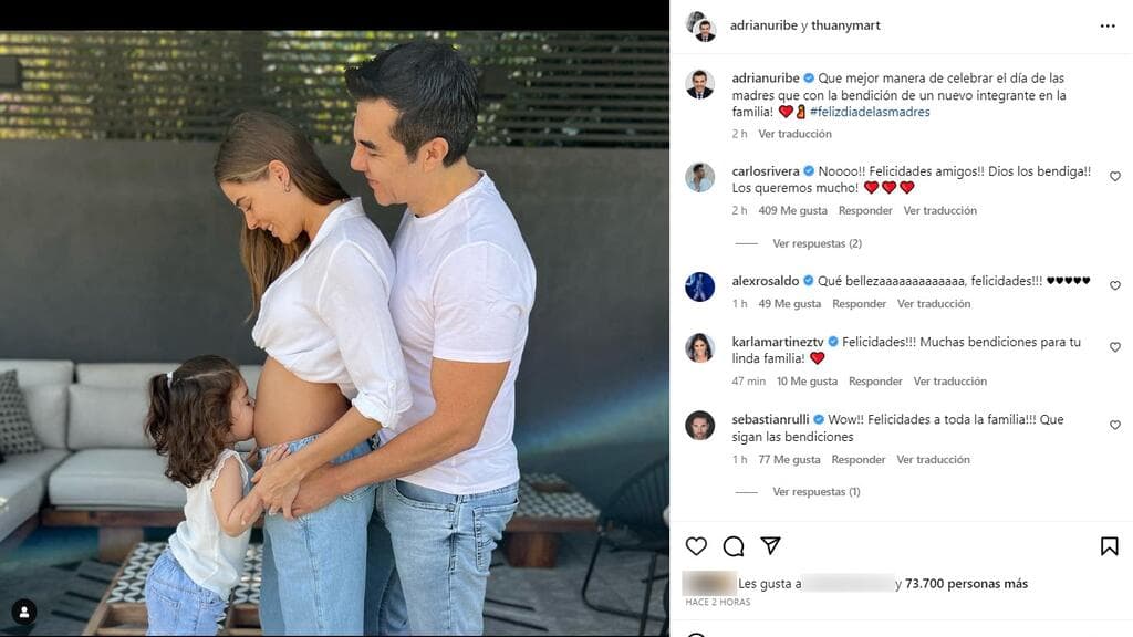 Adrián Uribe y su esposa Thuany Martins están esperando su segundo hijo.