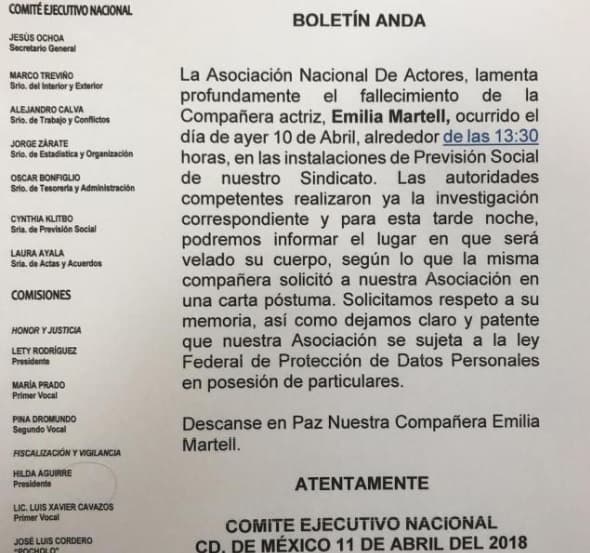 Comunicado de la ANDA pronunciándose al respecto.