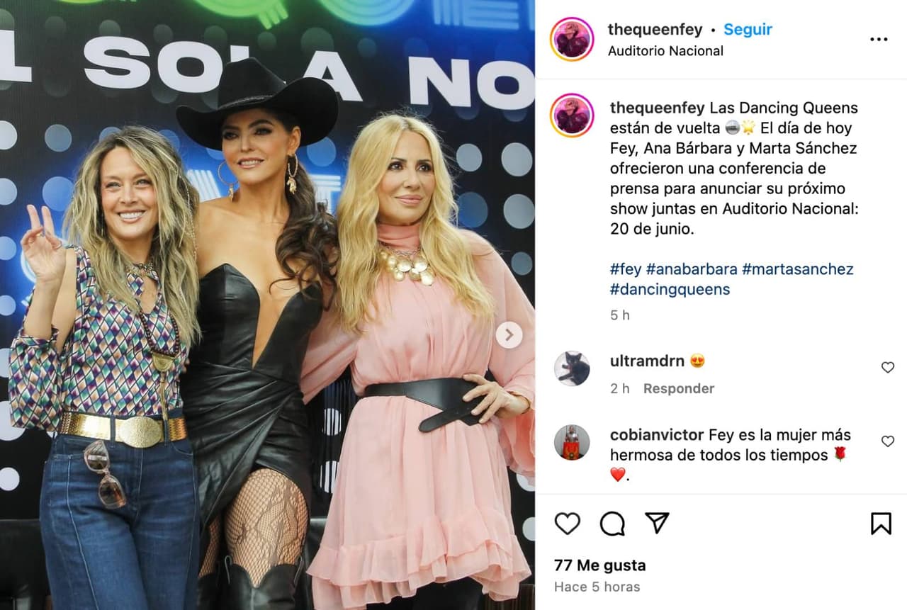 Fey, Ana Bárbara y Marta Sánchez.