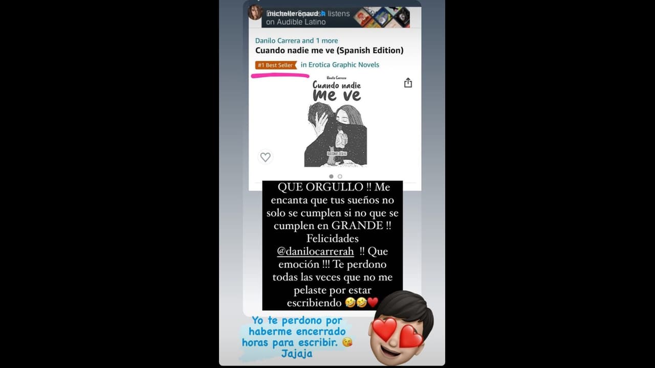Michelle Renaud felicita a Danilo Carrera por el éxito de su libro