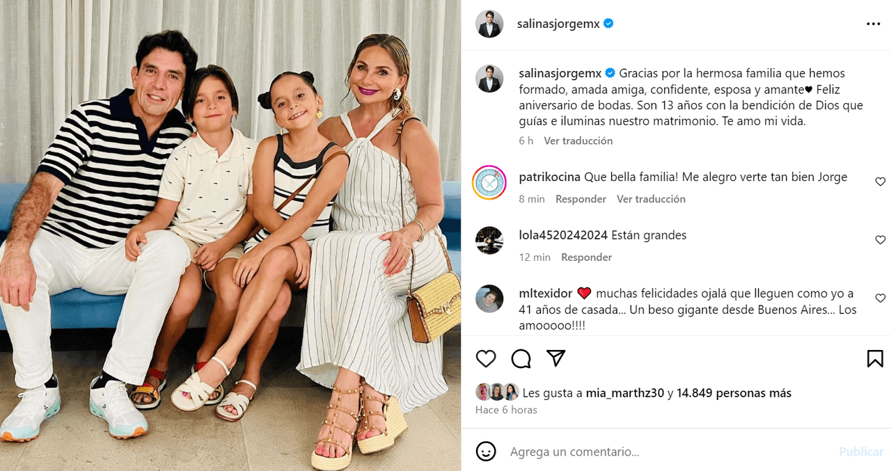 Jorge Salinas publica emotiva foto familiar