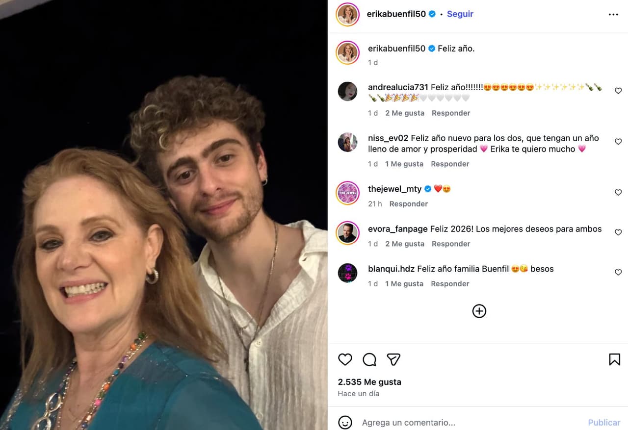 Érika Buenfil y su hijo Nicolás.