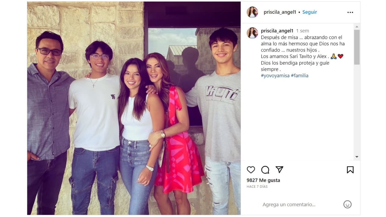 Priscila y Gustavo Ángel aparecen con sus hijos.