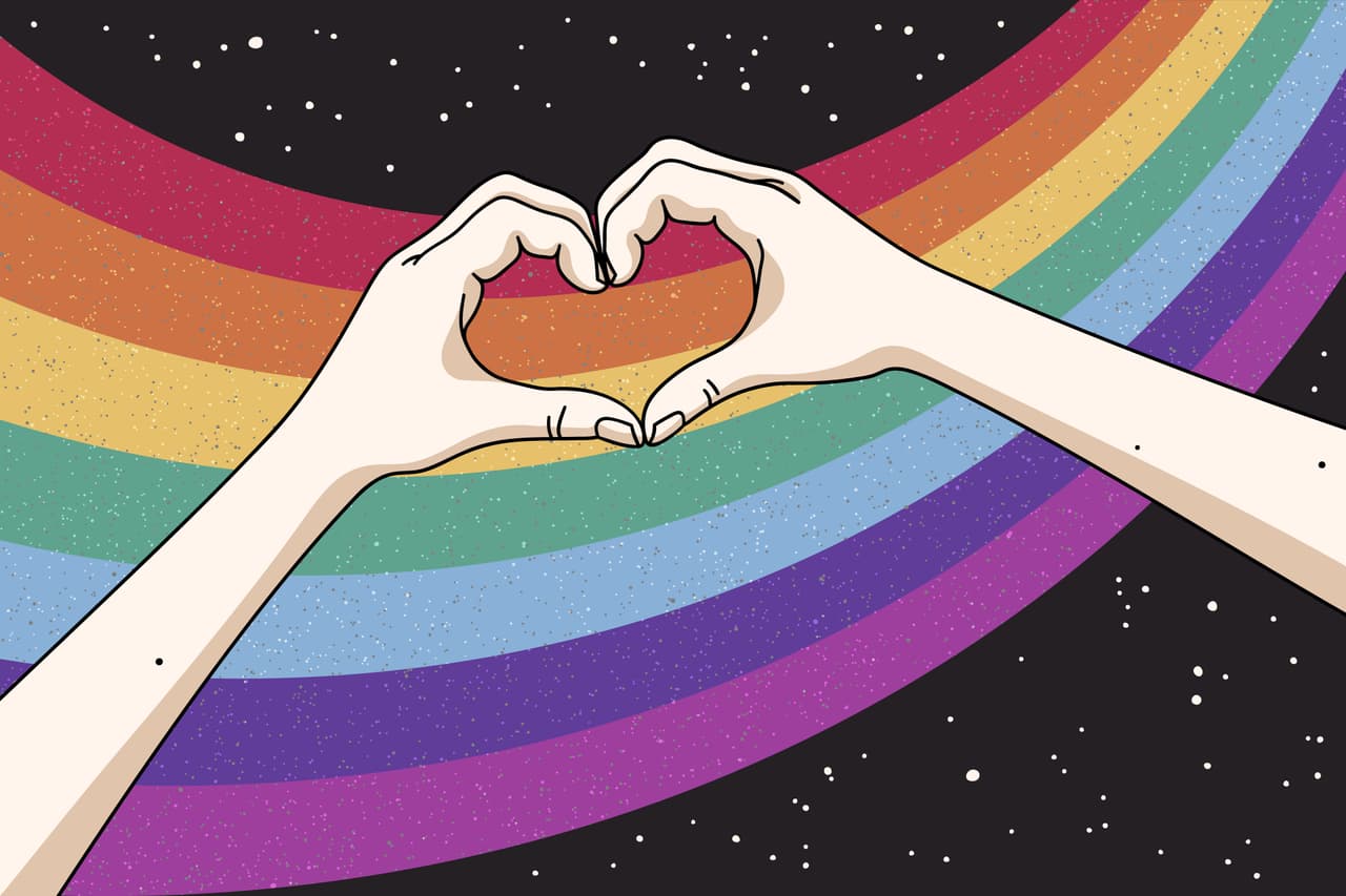 Gay Pride. Romantic LGBT concept. Abstract vector colorful illustration for poster, t-shirt print, postcard