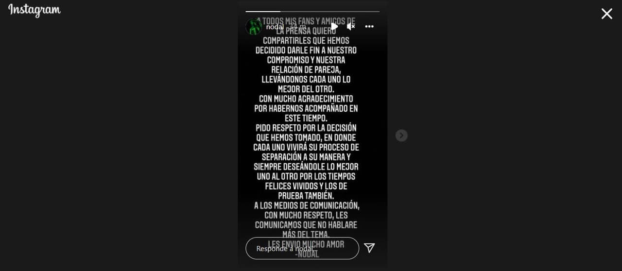El cantante envió un breve comunicado en el que pidió respeto para ambas partes.
