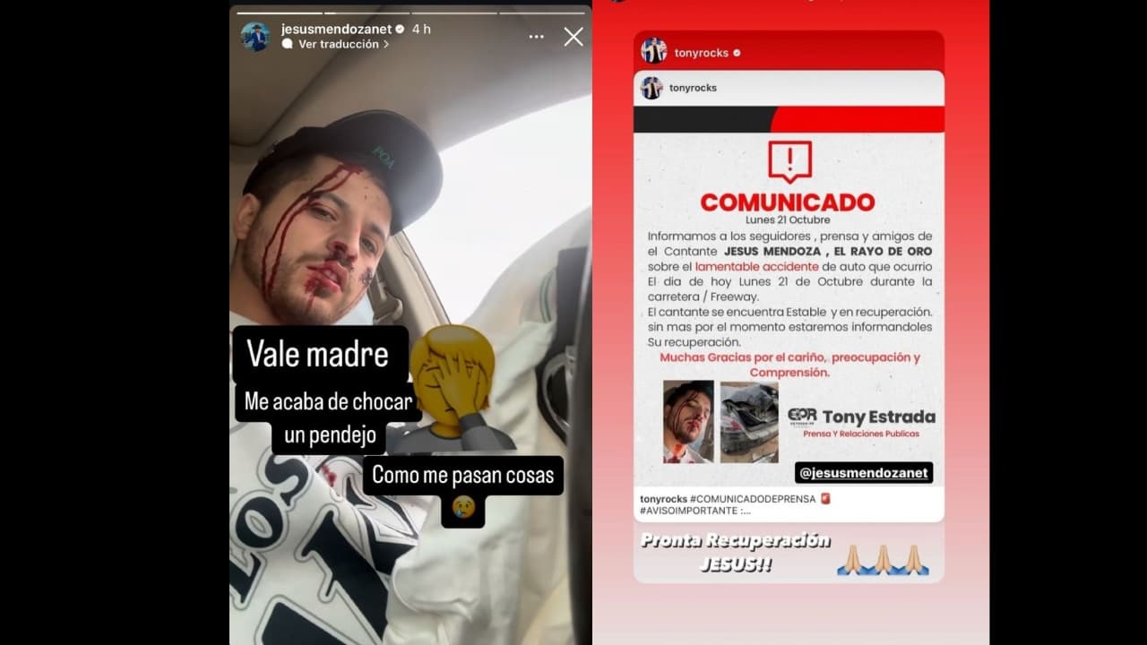 El cantante Jesús Mendoza 'El Rayo de Oro' sufre accidente y publica alarmante foto