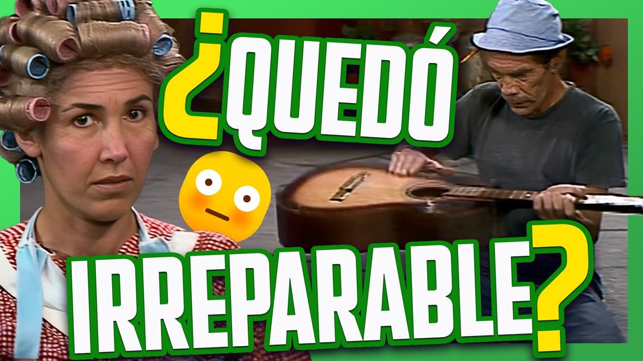 Don Ramón repara su guitarra con la cola.
