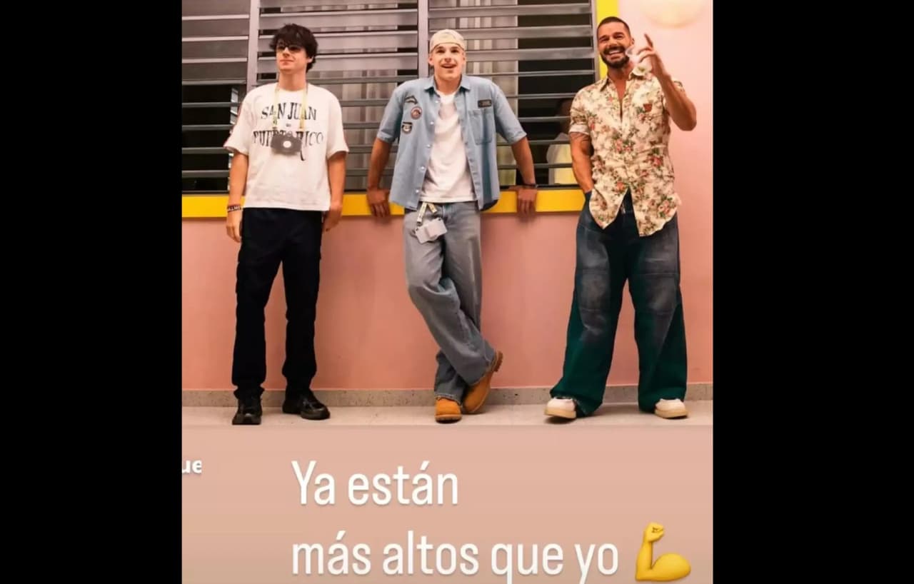 Ricky Martin y sus hijos gemelos Valentino y Matteo.