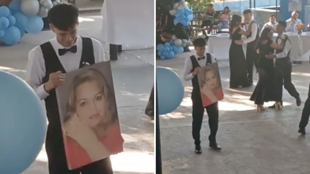 Graduado baila con el cuadro de su mamá fallecida y hace llorar a TikTok