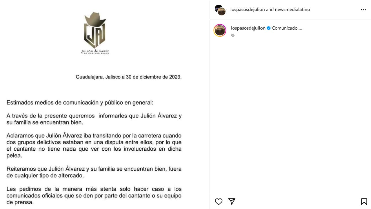 Julión Álvarez comunicado