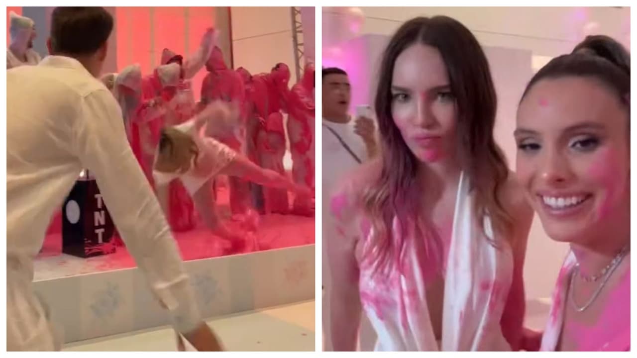 Lele Pons sufre aparatosa caída durante revelación de género de su bebé y Belinda estuvo presente