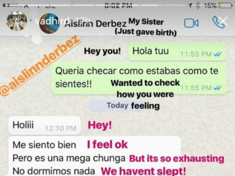 La actriz le dijo todo a su hermana Vadhir.
