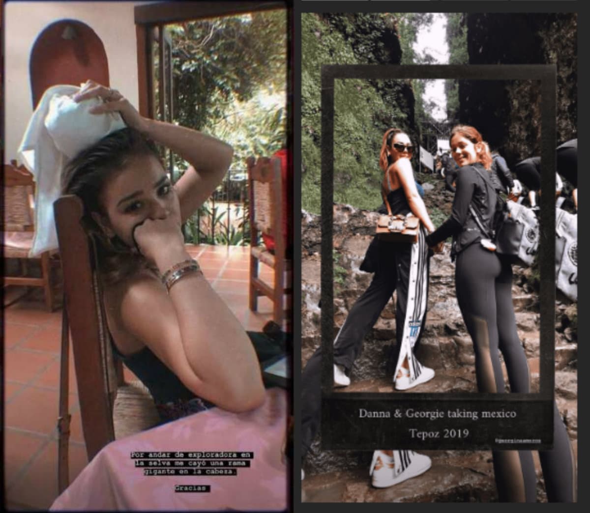 A Danna Paola le cayó una rama en la cabeza