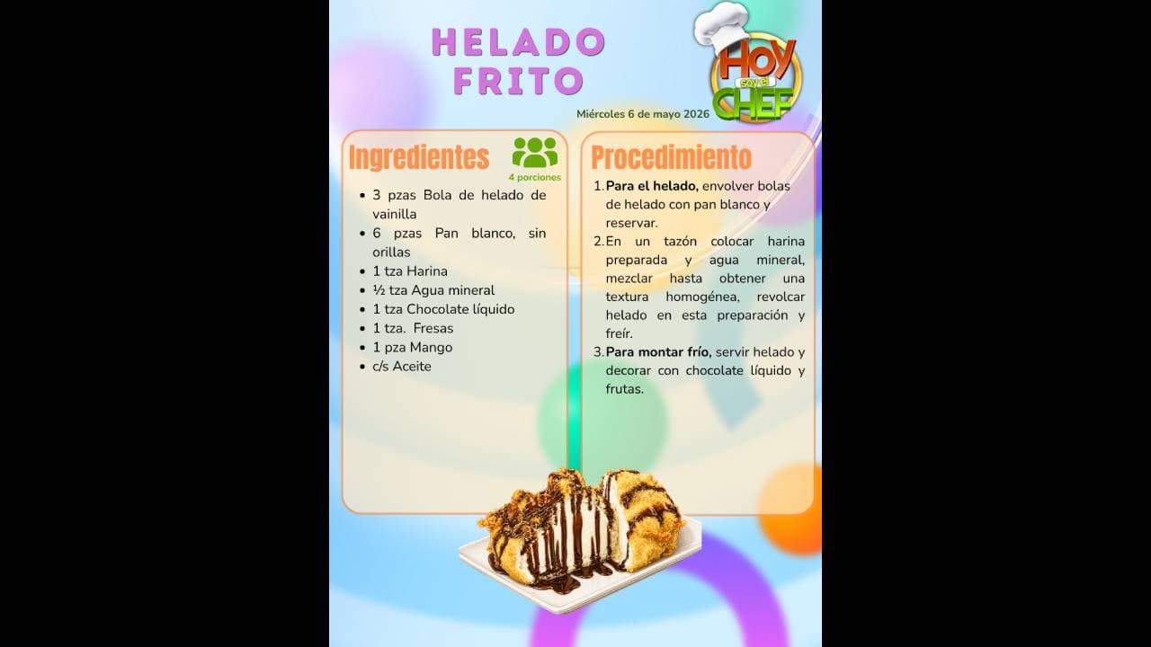 ¿Cómo preparar Helado frito? Hoy soy el Chef te da la receta completa