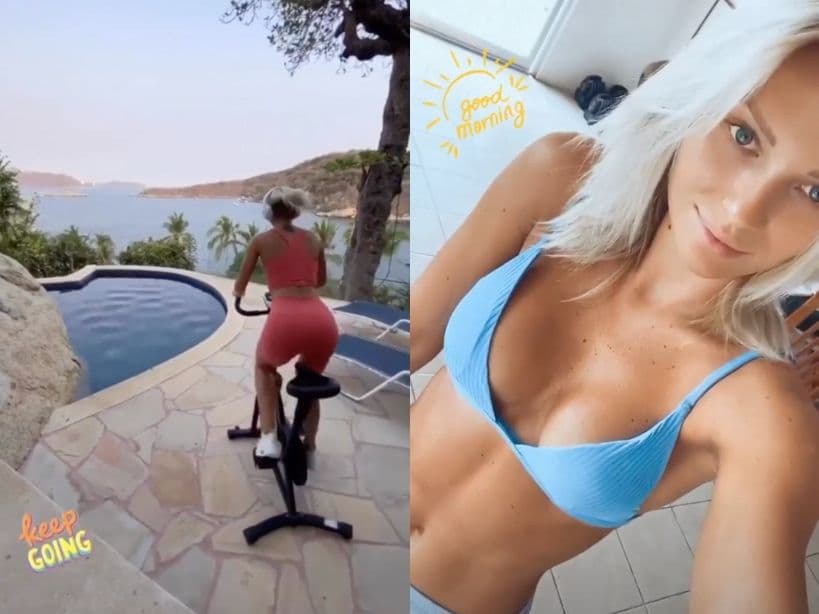 Irina Baeva muestra cómo se ejercita en la cuarentena.