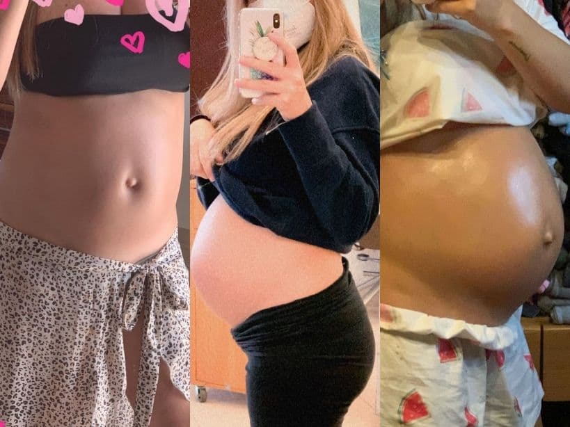 Incluso, hasta fue mostrando como creció su pancita durante estas 40 semanas.