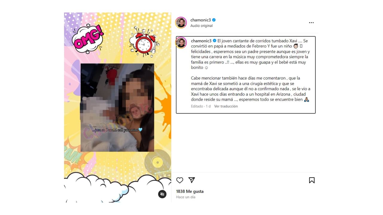 El cantante Xavi se habría convertido en papá de un niño.