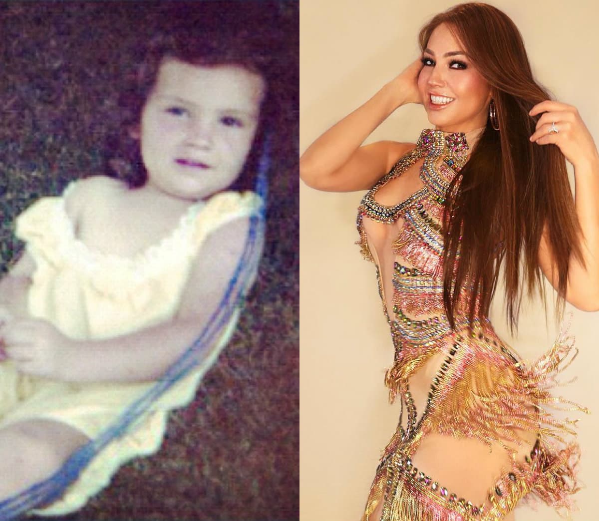 Thalía nació en la Ciudad de México el 26 de agosto de 1971, despuntó en la escena pública cuando tenía apenas un año de edad al aparecer en un comercial. La muerte de su padre, en 1976, marcó la infancia de la cantante.