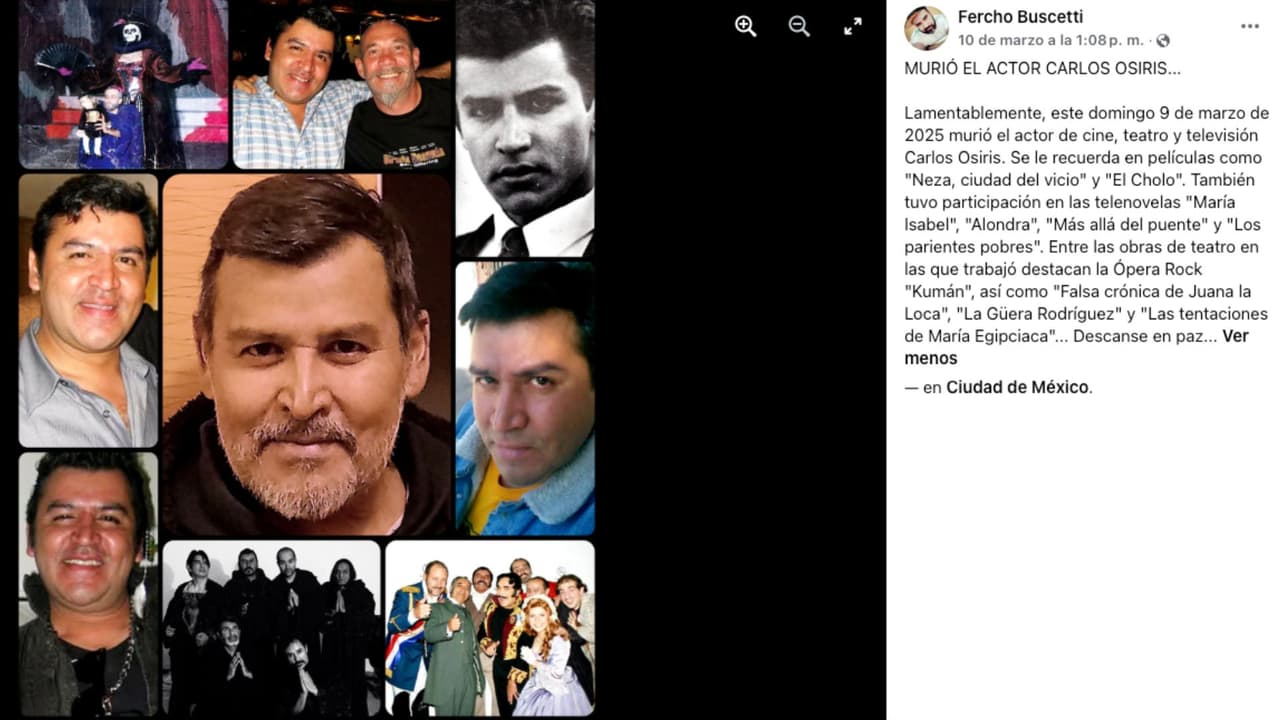 Lamentan la muerte del actor Carlos Osiris