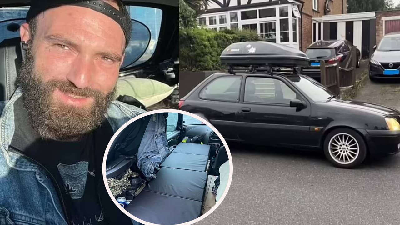 Hombre transforma su coche en su casa y se hace viral: ¿Dónde se baña y qué cocina?