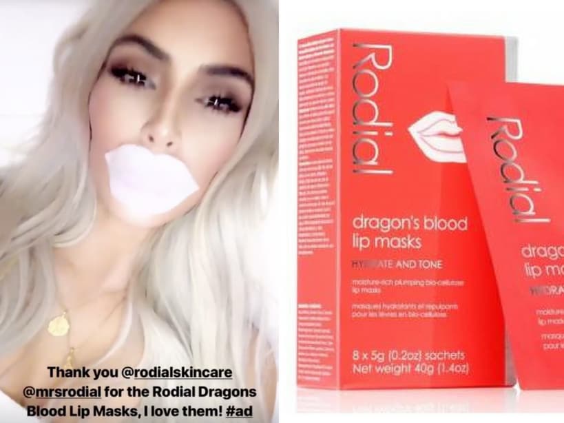 Sangre de dragón. Kim utiliza una mascarilla hecha a base de sangre de dragón, la cual le permite hidratar sus labios y darle mayor volumen.