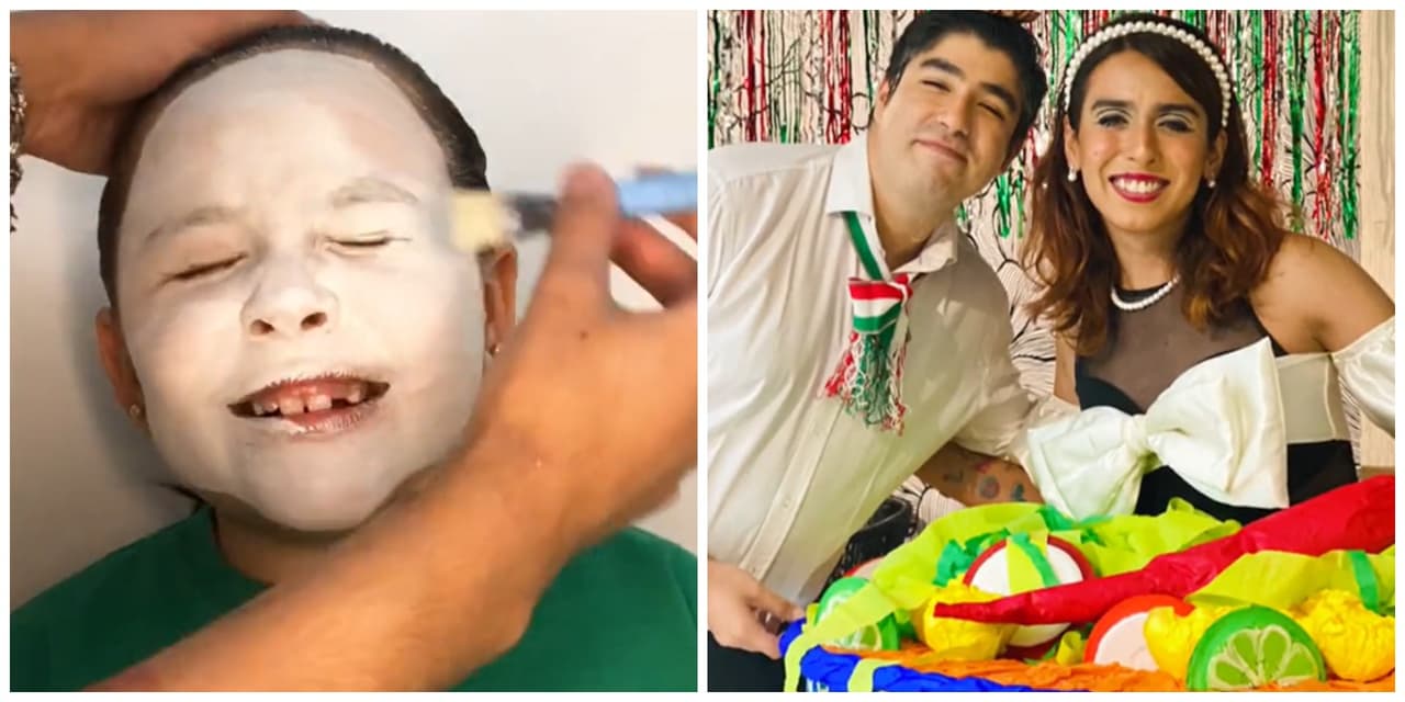 Papás disfrazan a su hija de plato de pozole y causan furor en TikTok: trae hasta sus rábanitos