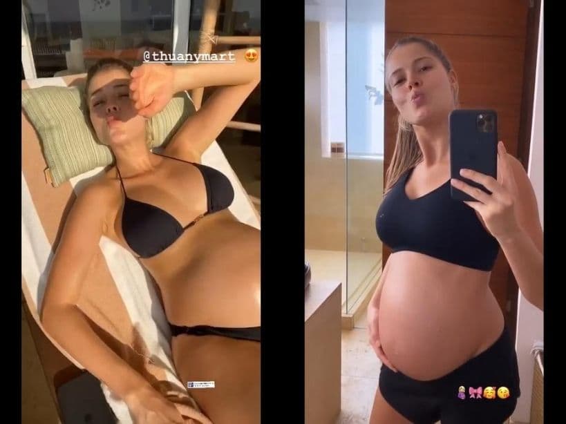 Thuany Martins apareció en bikini y ropa interior dejando ver su avanzado embarazo