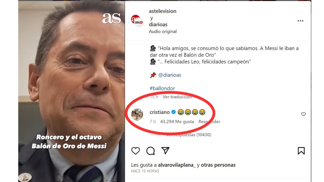 Ronaldo reaccionó así en Instagram