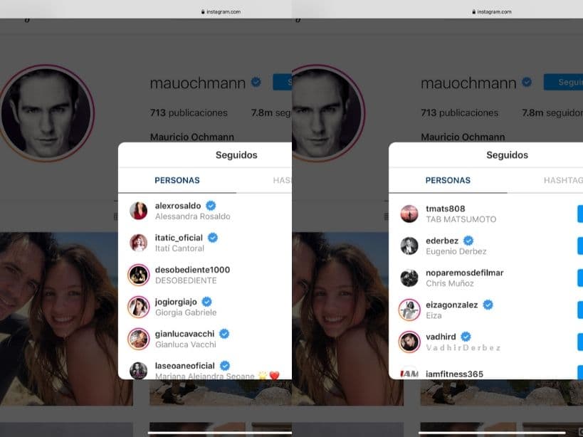 Mauricio Ochmann todavía sigue a todos los integrantes de la familia Derbez en Instagram