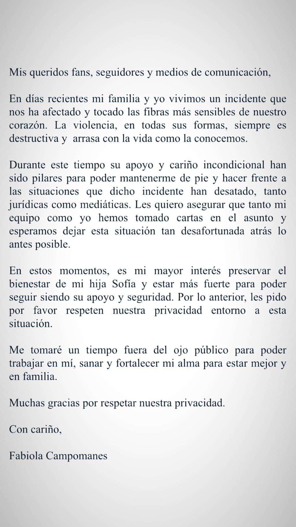 Aunque ya eliminó el video en el que desmintió a su expareja, la actriz compartió un comunicado en el que pidió respeto a su privacidad.