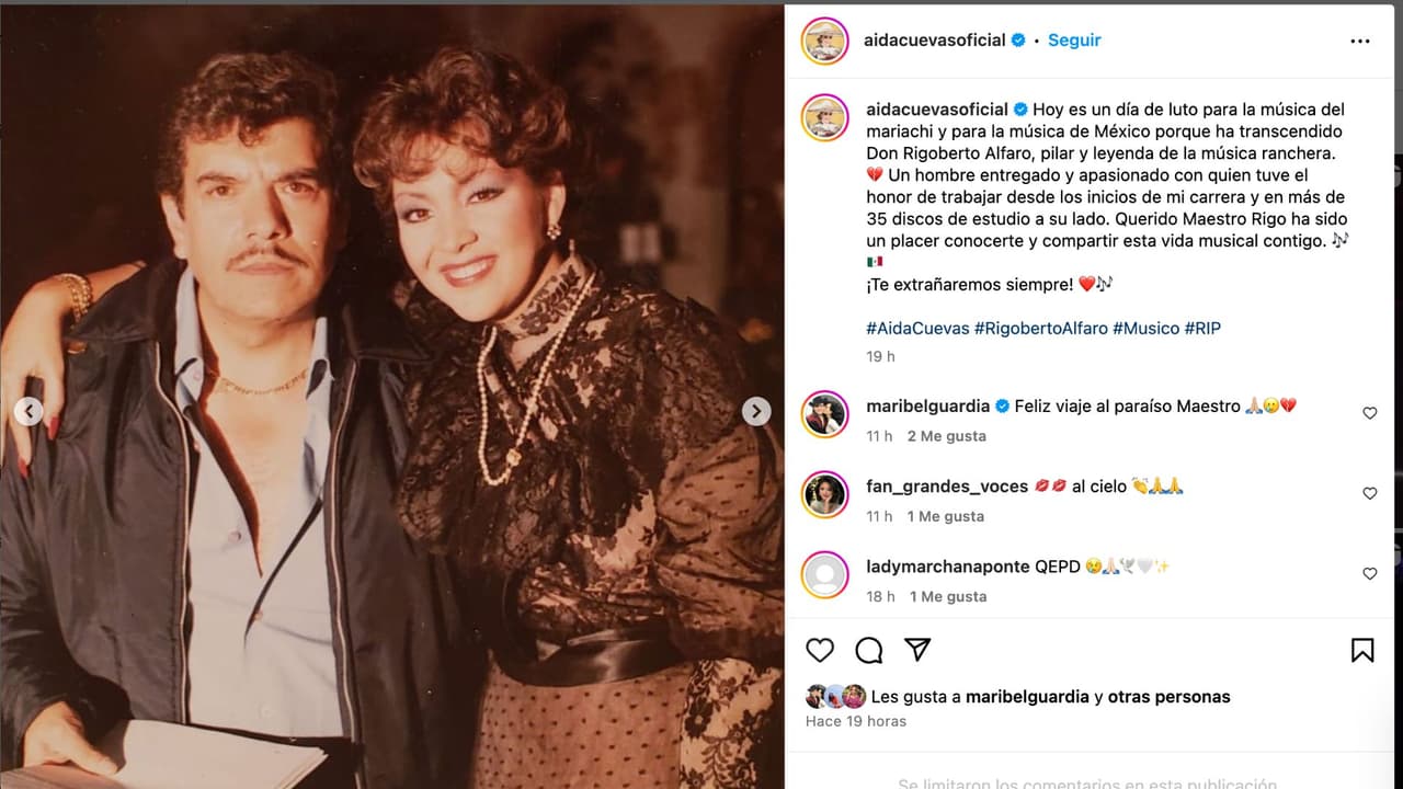 Aida Cuevas se despide de leyenda del mariachi.