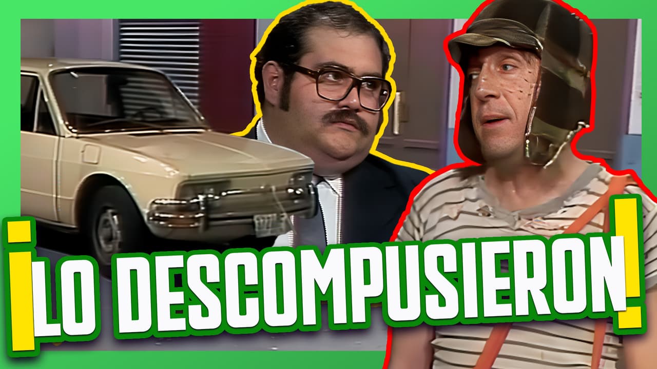 Quico y el Chavo juegan con el carro del Señor Barriga